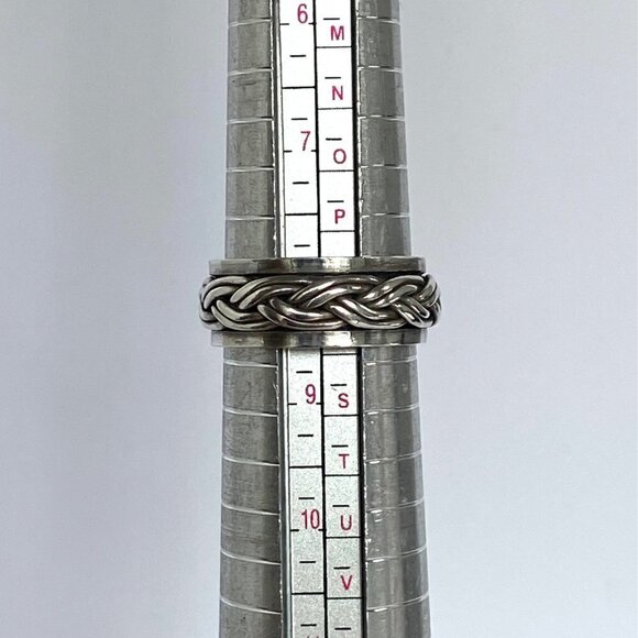 Sterling Silver 925 8MM Unisex Braided Rope Wide Band Spinner Ring Size 8.25 8g - Picture 9 of 16